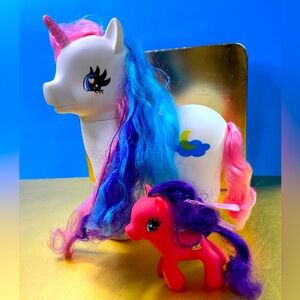 GI GO WONDER PONY UNICORN 10” MOM w/WHITE BODY PINK/BLUE/PURPLE HAIR & BABY 3.5”
